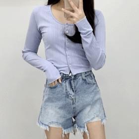 버튼 크롭 가디건