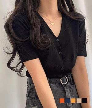 티끄 카라 반팔 가디건