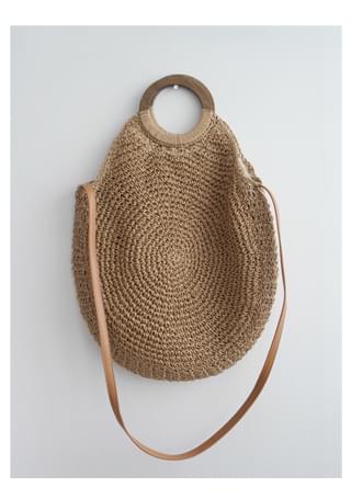rattan natural round 2-way bag