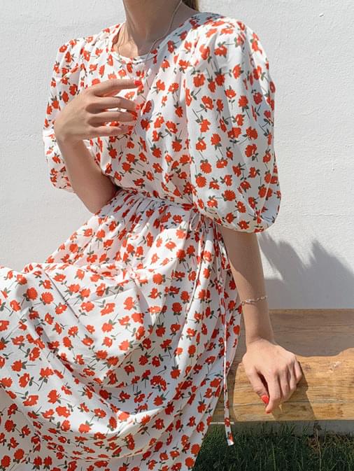 Annie Red Flower Avant Long Dress