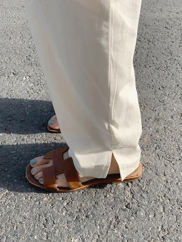Cotton slit pants