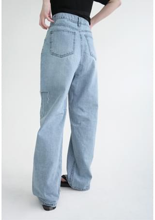 side cut-off denim pants 牛仔褲