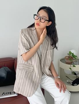 린넨 스트라이프반팔자켓 (2color)
