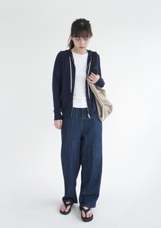 flat linen hood zip-up zip-up