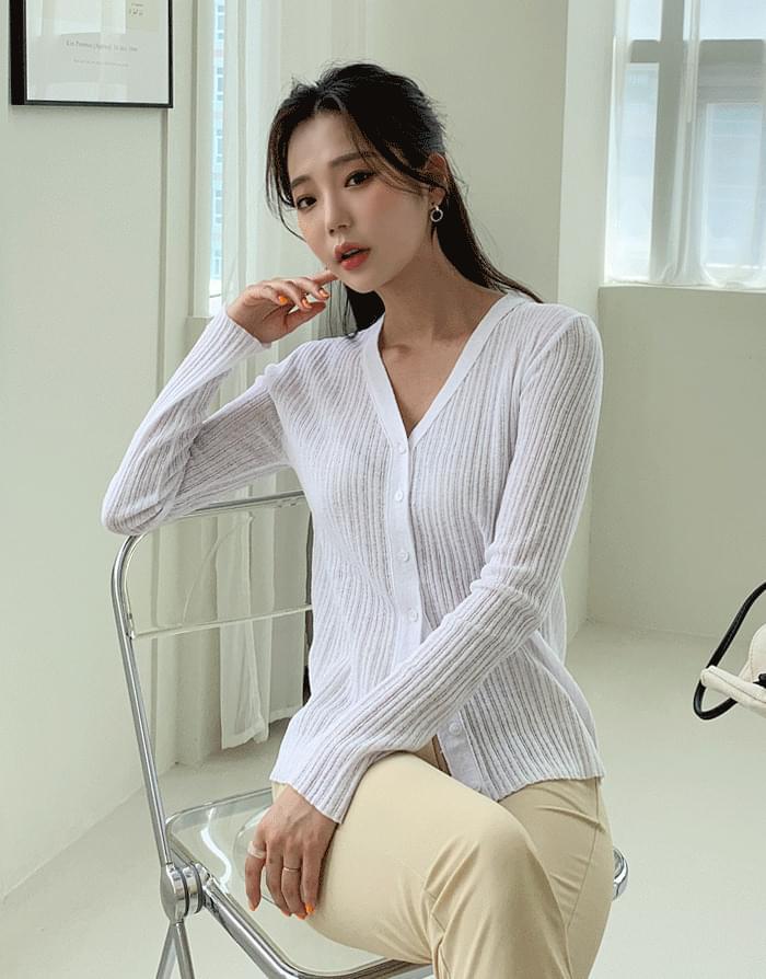 쿨링브이린넨가디건