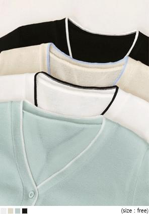 LINE COLORING 1/2 KNIT CARDIGAN