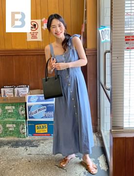 Floor button bustier dress ワンピース