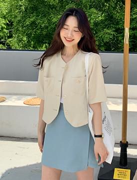 밀크 노카라반팔자켓 (3color)