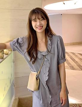 Unique frill puff blouse ブラウス