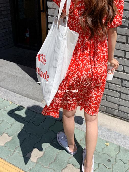 피오니 레드 플라워 원피스