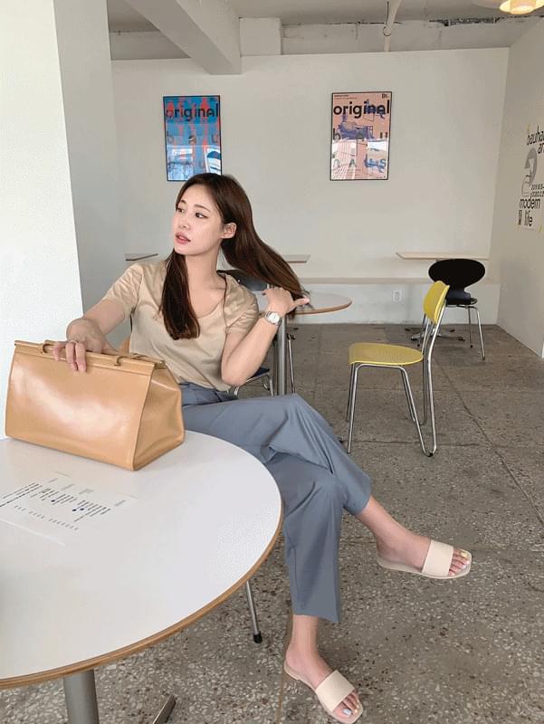 소프트 핀턱 슬랙스 ; 그레이블루