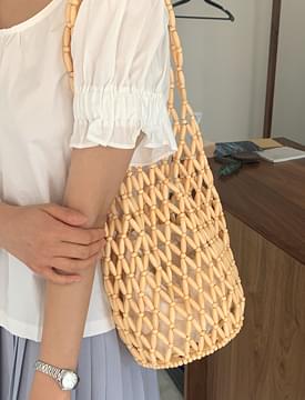 네추럴 우드볼숄더백 (3color)