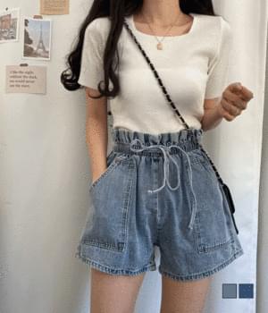 포켓 밴딩 데님 숏팬츠