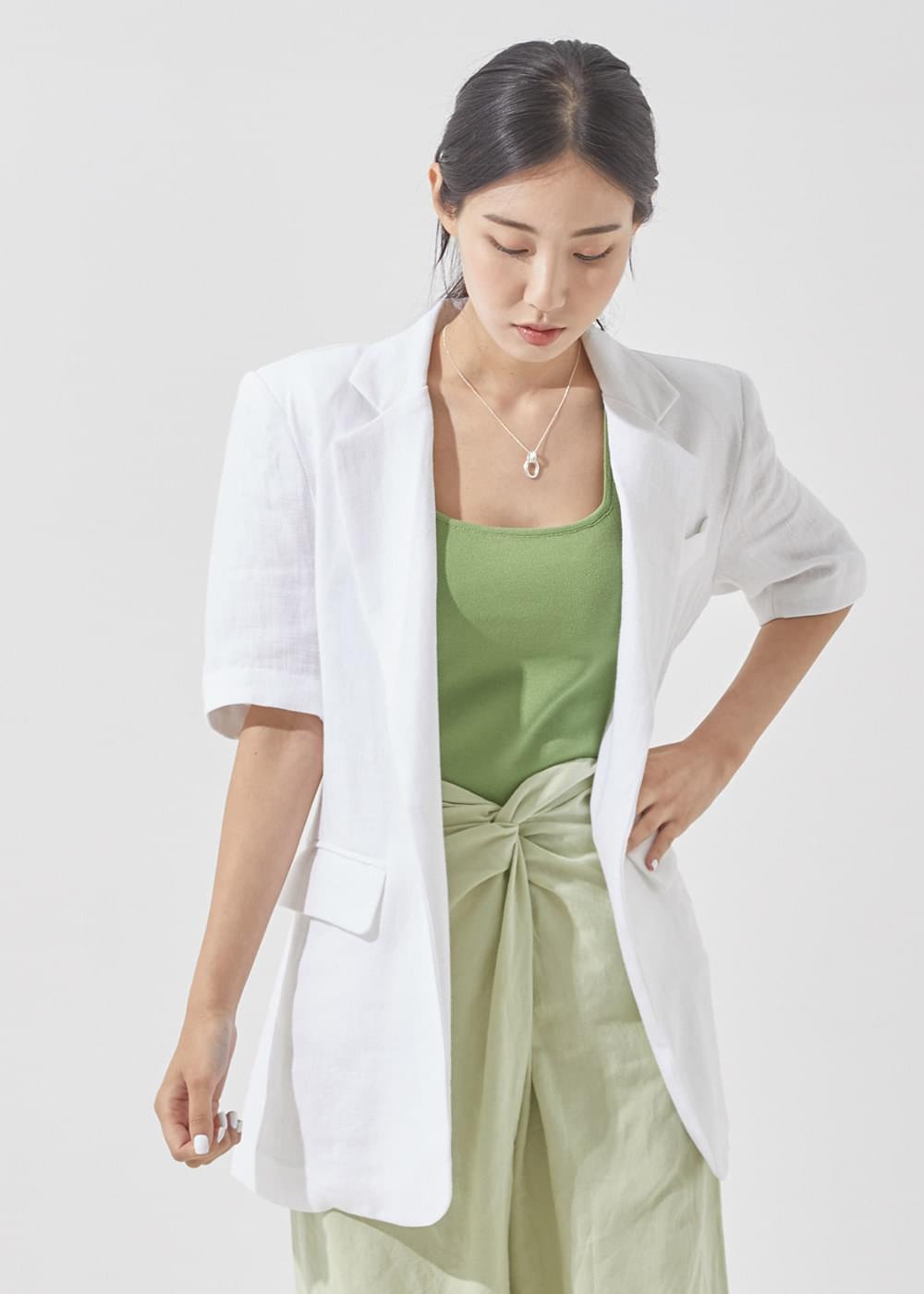 로우 린넨 반팔자켓