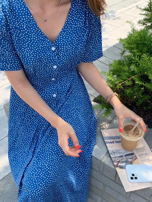 Abe dot button long dress