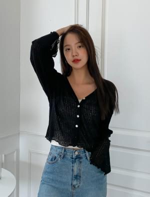 Yummy fit semi-crop linen summer cardigan