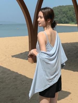 Linen sleeveless cardigan set
