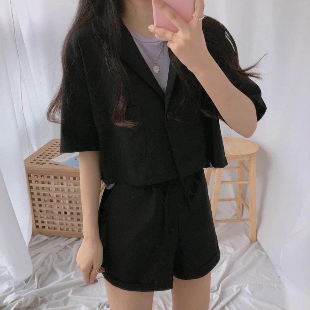 라미 반팔 크롭 자켓 (jk0194)