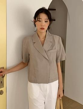 Taylor single linen cropped jacket