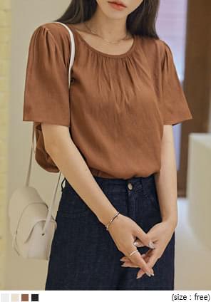 MODIA SHIRRING ROUND 1/2 BLOUSE