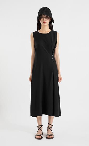 Unique side-button midi dress