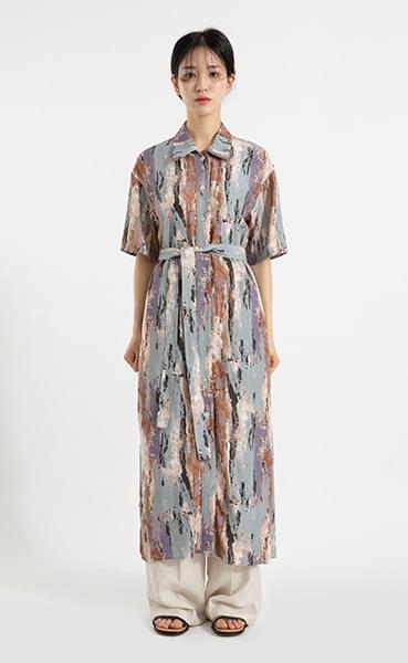 Grain strap pattern maxi dress