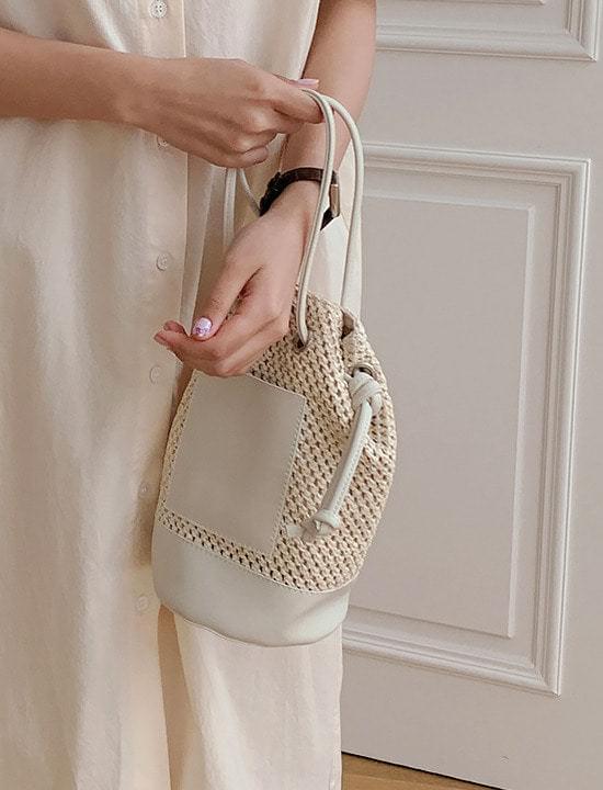 Rattan leather bag