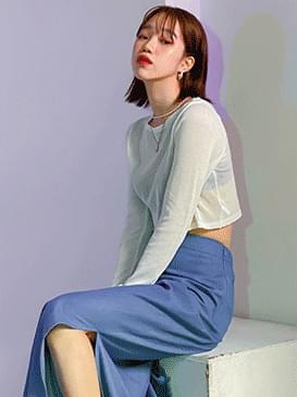 See-through art cropped knit