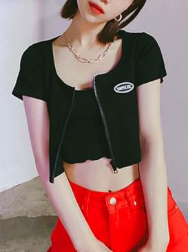 크롭 지퍼가디건&티셔츠
