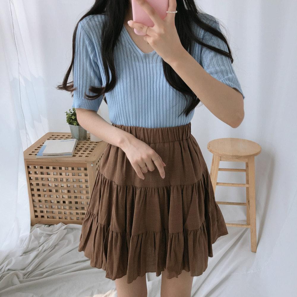 Pudding V-neck short sleeve knit