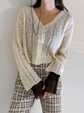 Cropped blur knit cardigan 開襟衫