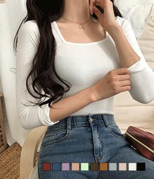 단골 스퀘어넥 긴팔 티셔츠