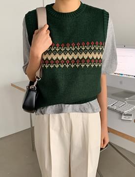 Vintage Flower Knit Best 針織衫