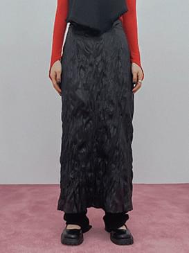 Wrinkle Leather Long Skirt