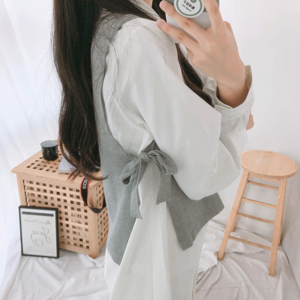 Knit Vest Long Shirt Dress