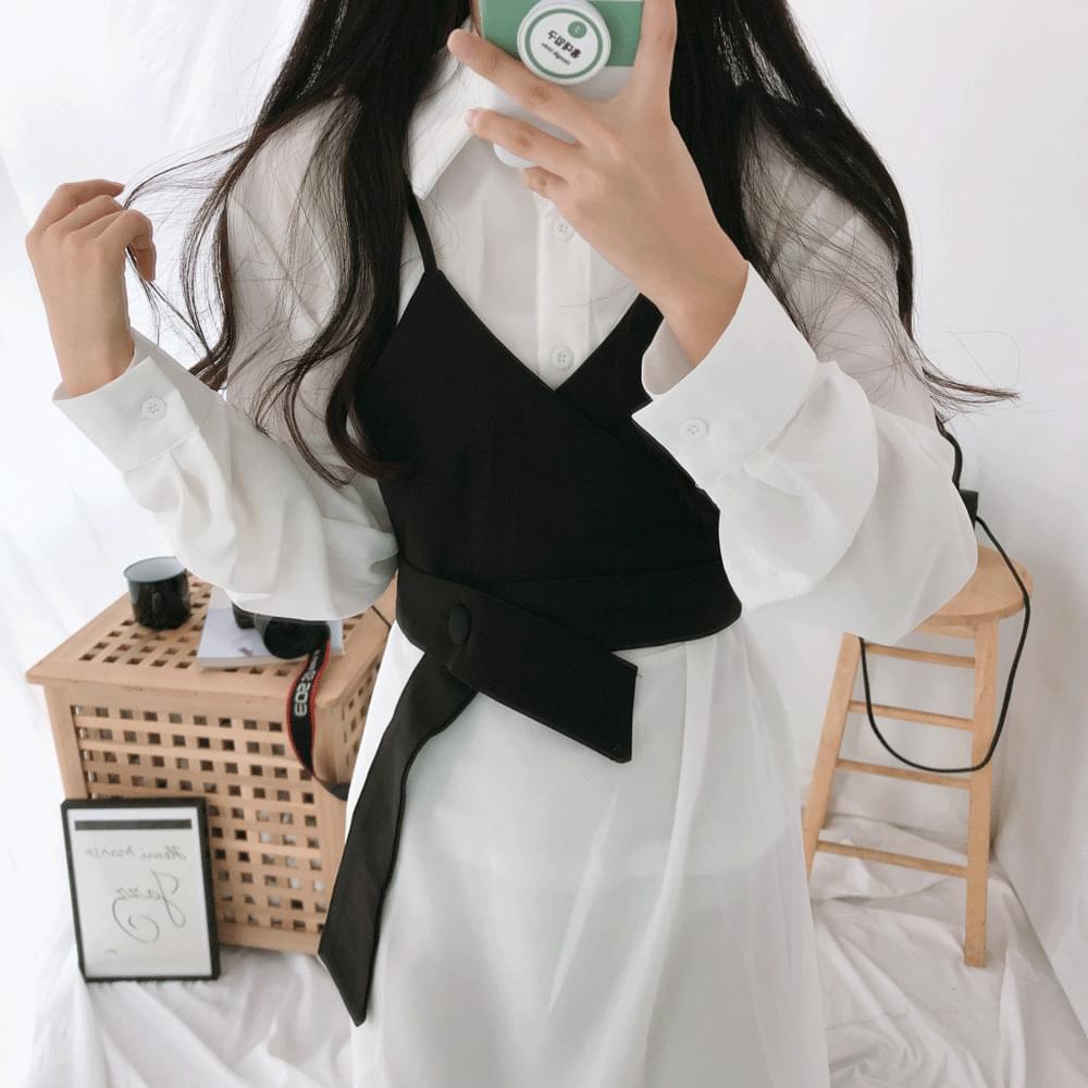 Button Bustier Shirt Dress Set