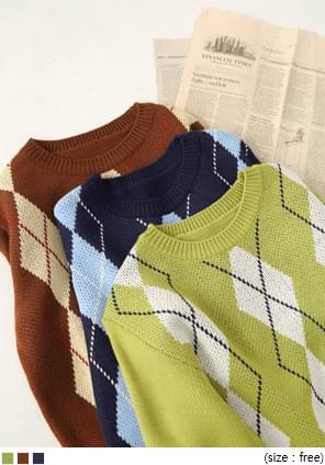 CADY ARGYLE ROUND KNIT