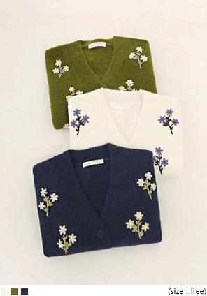 RINS WOOL FLOWER KNIT CARDIGAN