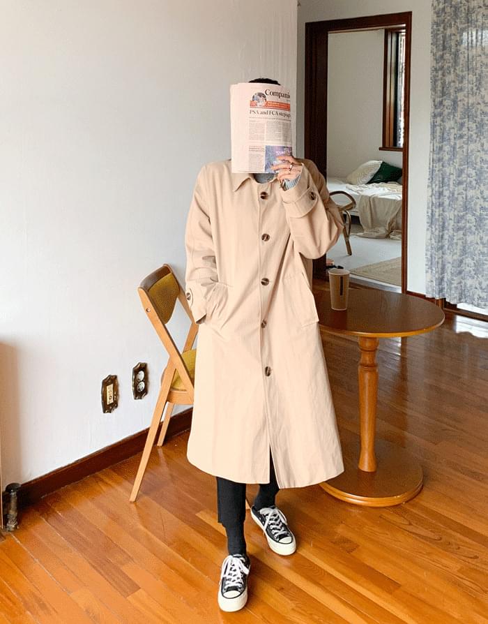 翻领袖袢直筒纯棉大衣
