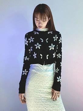 Flower fury knit cardigan Cardigan/Vest