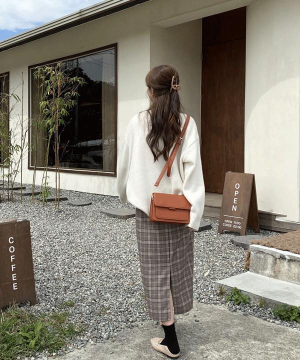 Shadow check long skirt