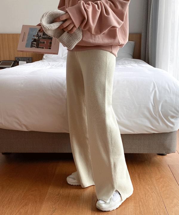 Tok Tok Knit Slit Wide Pants