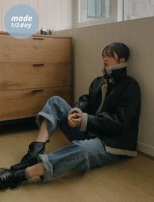 머지 하이넥 레더무스탕