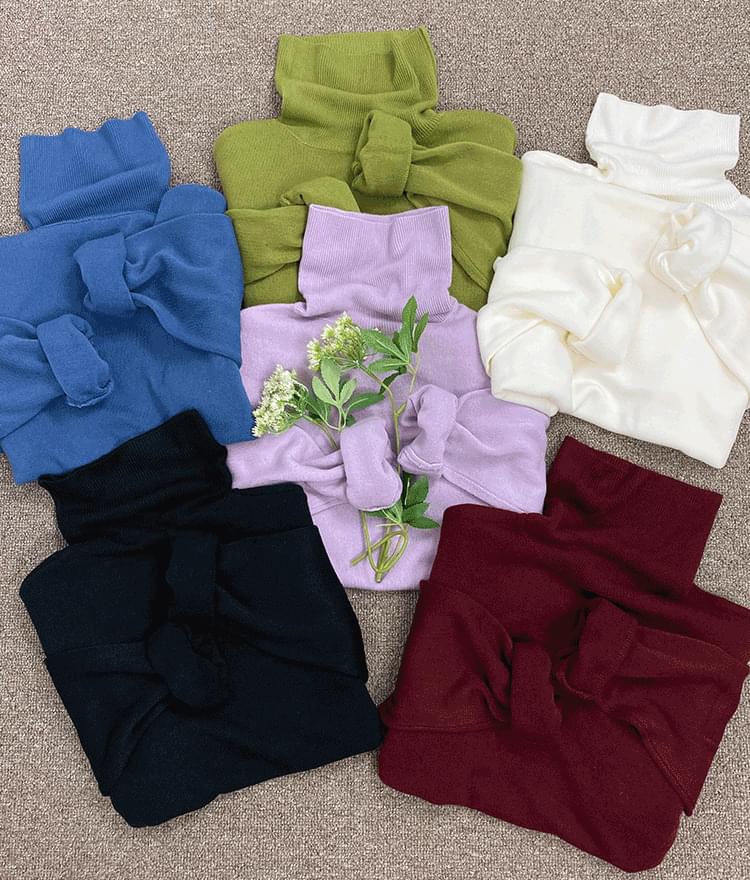 365 BASICFoldover Turtleneck Knit Top