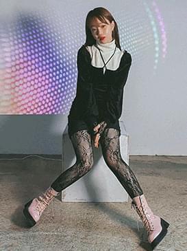 Velvet shirring mini dress ワンピース