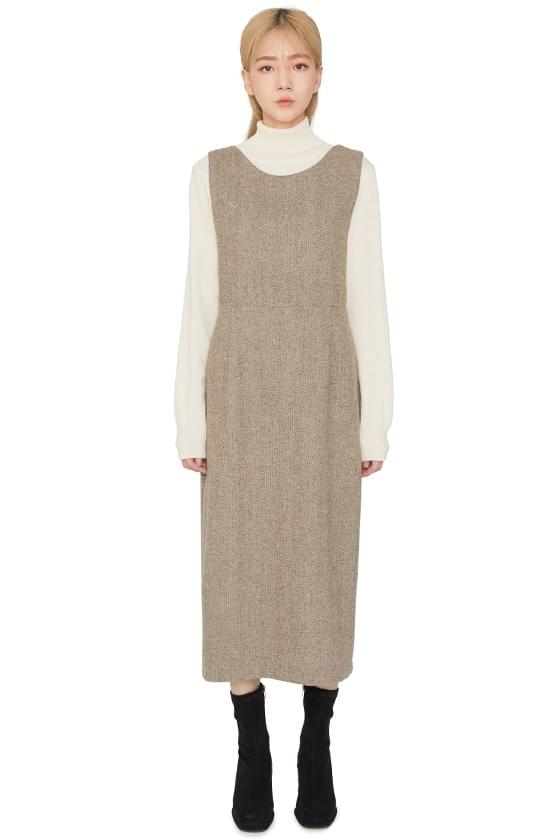 Fran herringbone midi dress ワンピース