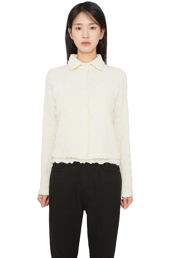 Sand Wrinkle Cardigan Set Top