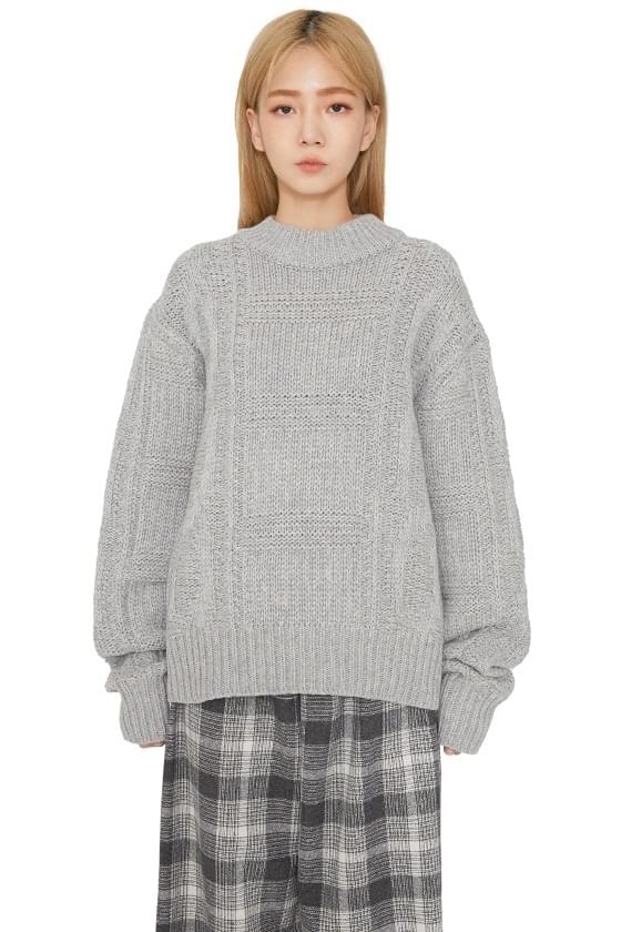 Fisher pattern crew neck knit