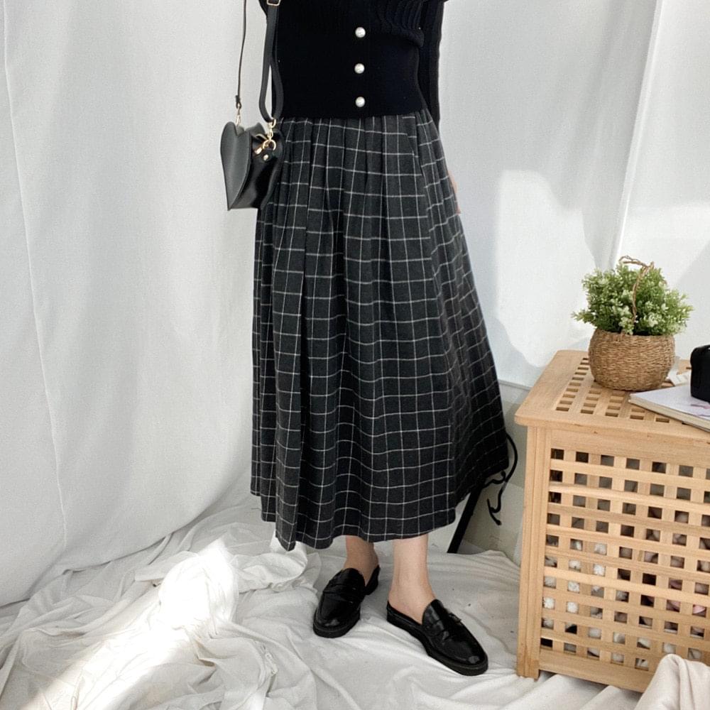 Choco Check Pleated Long Skirt 裙子
