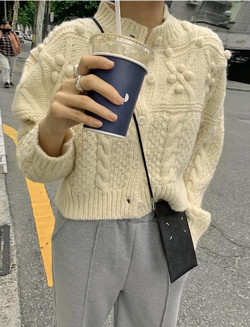 Pom Pom Crop Alphaca Cardigan